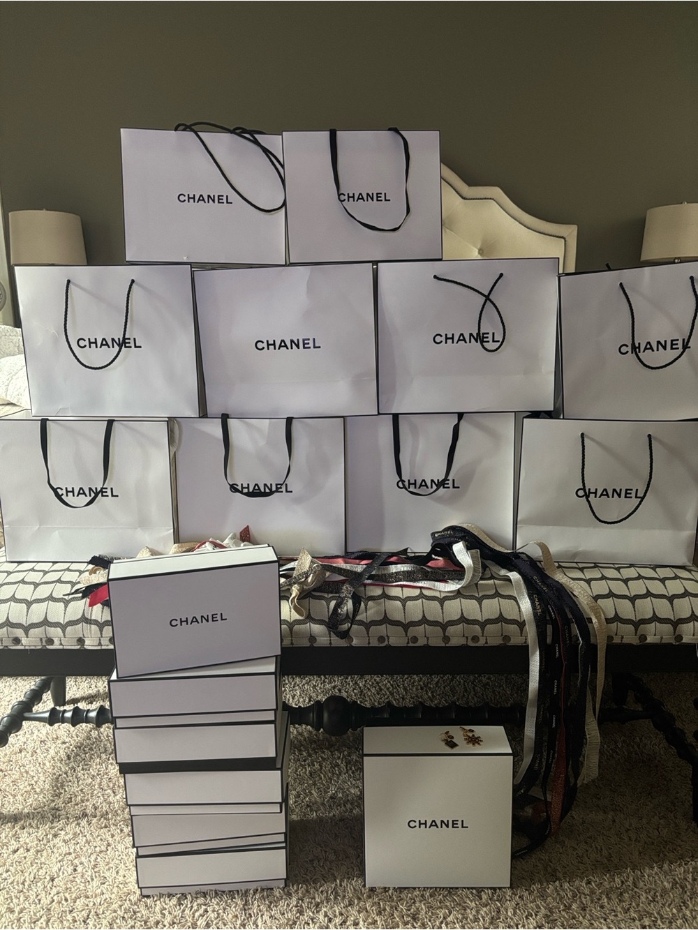Chanel White Paper Shopping Bags & Boxes - Luxury Home Storage Display